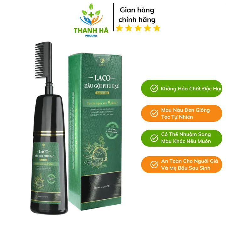 Dầu Gội Phủ Bạc An Toàn, Lành Tính 200ml - Laco
