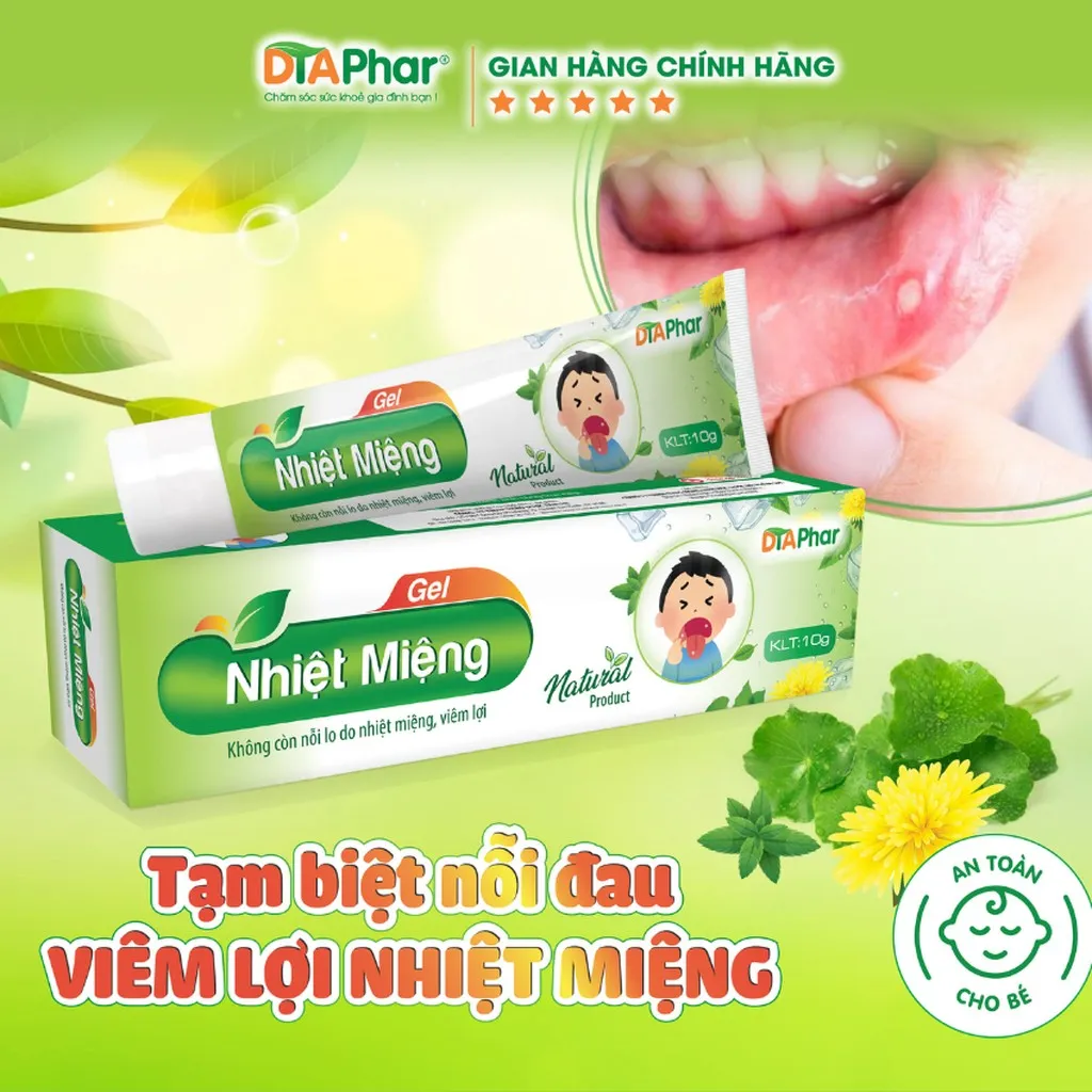 Gel Nhiệt Miệng Giúp Tiêu Nhiệt Giải Độc Làm Lành Vết Thương Kháng Viêm Kháng Khuẩn Do Nóng Trong Miệng Tuýp 10gr