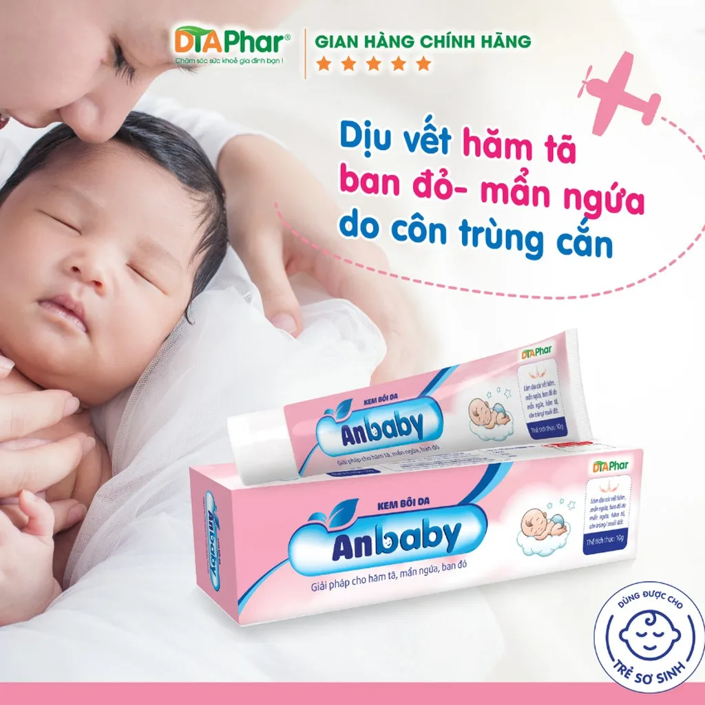 Kem Bội Anbaby Hỗ Trợ Làm Dịu Da Do Hăm Tả Mẩn Ngứa Ban Đỏ Do Mẩn Ngứa Côn Trùng Muỗi Đốt Tuýp 20gr