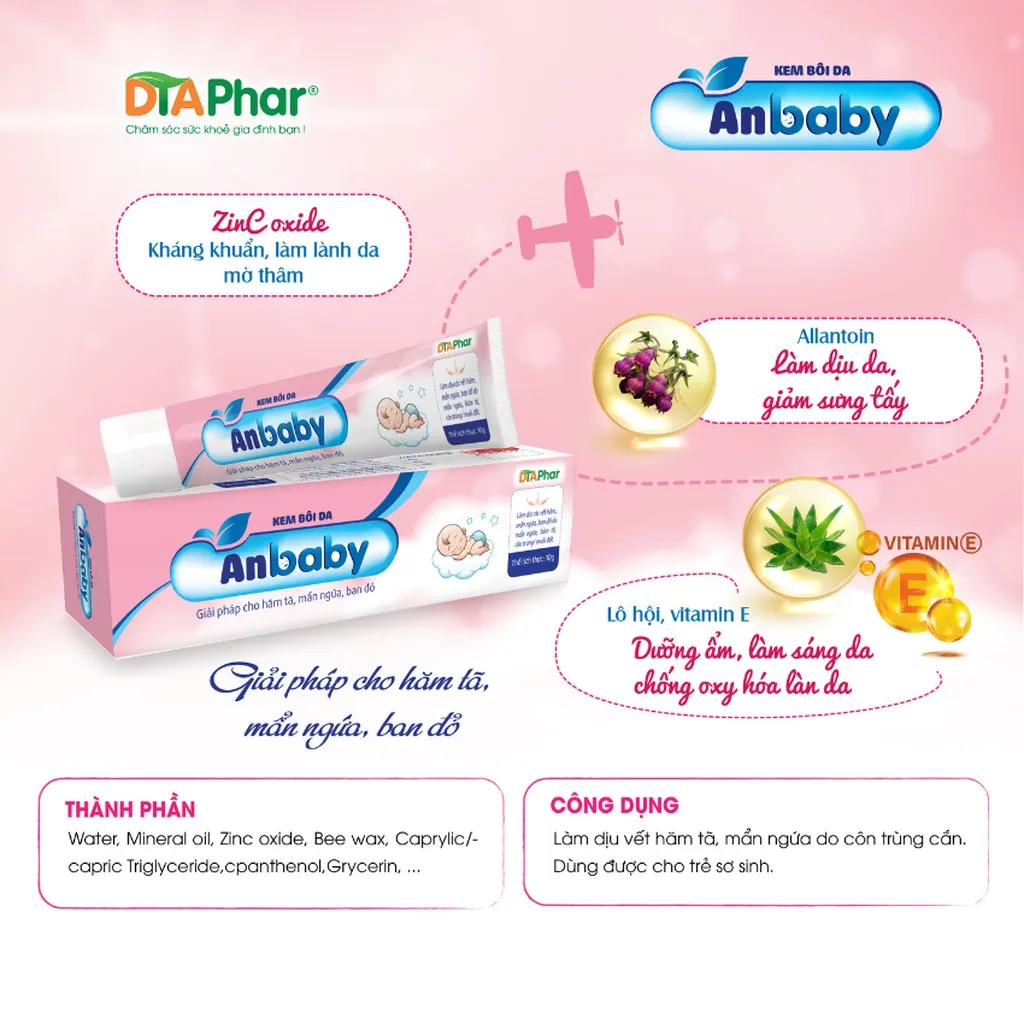 Alternative view of Kem Bội Anbaby Hỗ Trợ Làm Dịu Da Do Hăm Tả Mẩn Ngứa Ban Đỏ Do Mẩn Ngứa Côn Trùng Muỗi Đốt Tuýp 20gr