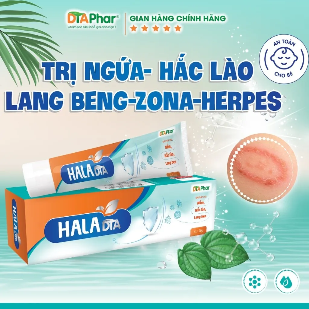 Kem Bôi Hala Hiệu Quả Giảm Ngứa Nhanh Dùng Cho Hắc Lào Lang Ben Zona Herpes - Tâm An Pharma