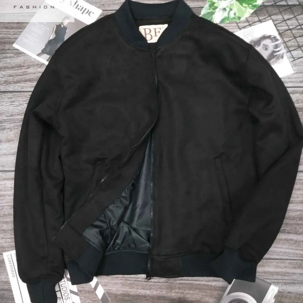 Alternative view of Áo Khoác Nam Da Lộn Bomber Tay Bo Chun - Men's Style