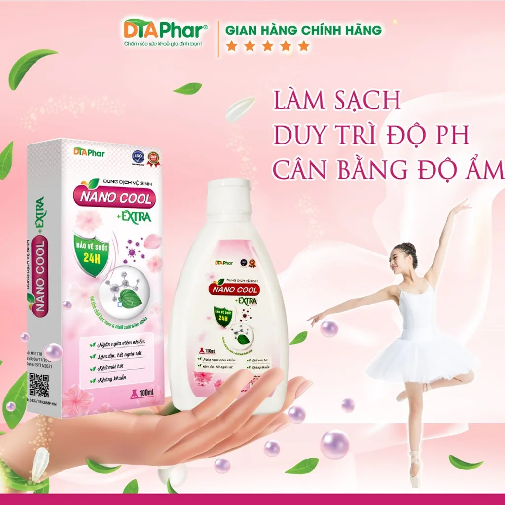 Dung Dịch Vệ Sinh Nano Cool Extra Giúp Làm Sạch Kháng Khuẩn Duy Trì Độ Ẩm Cân Bằng Ph Cho Da Vùng Kín Chai 100ml