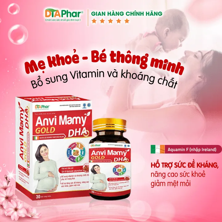 Alternative view of Viên Uống Anvi Mamy Dha Gold Hõ Trợ Bổ Sung Và Khoáng Chất Cho Phụ Nữ Mang Thai Tăng Đè Kháng Giảm Mệt Mỏi Hộp 30 Viên