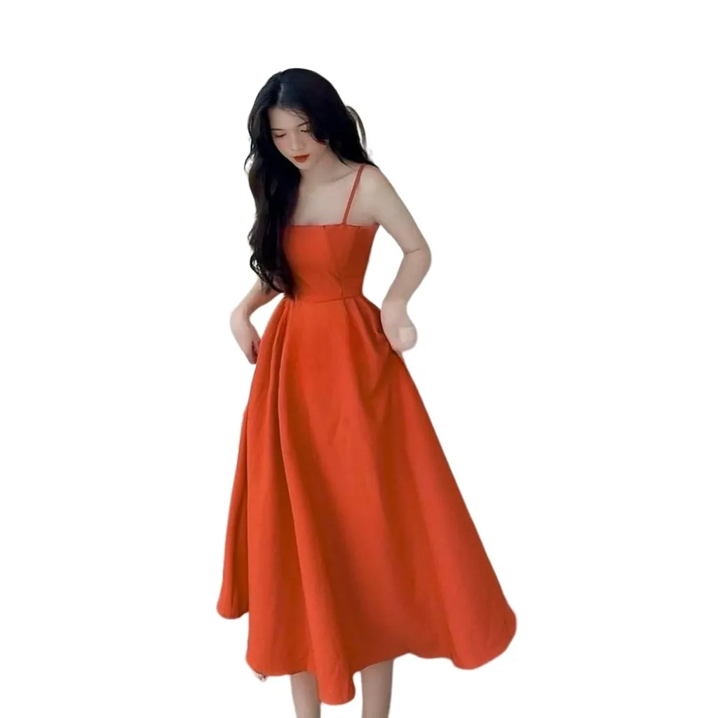 Đầm Xòe 2 Dây Quyến Rũ Đơn Giản Tf105510 - Tosatan