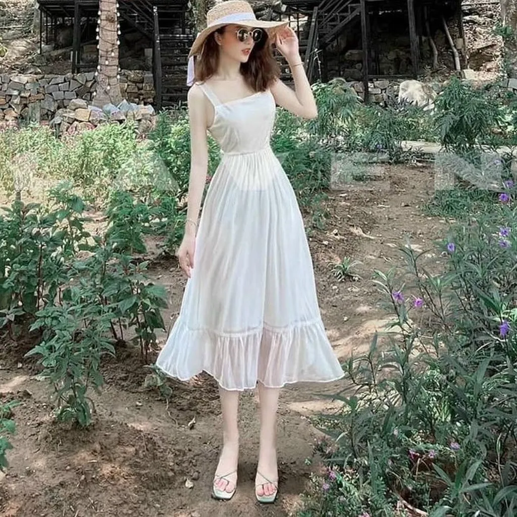 Đầm Trắng Maxi Bánh Bèo Xinh Xắn Tf109500 - Tosatan