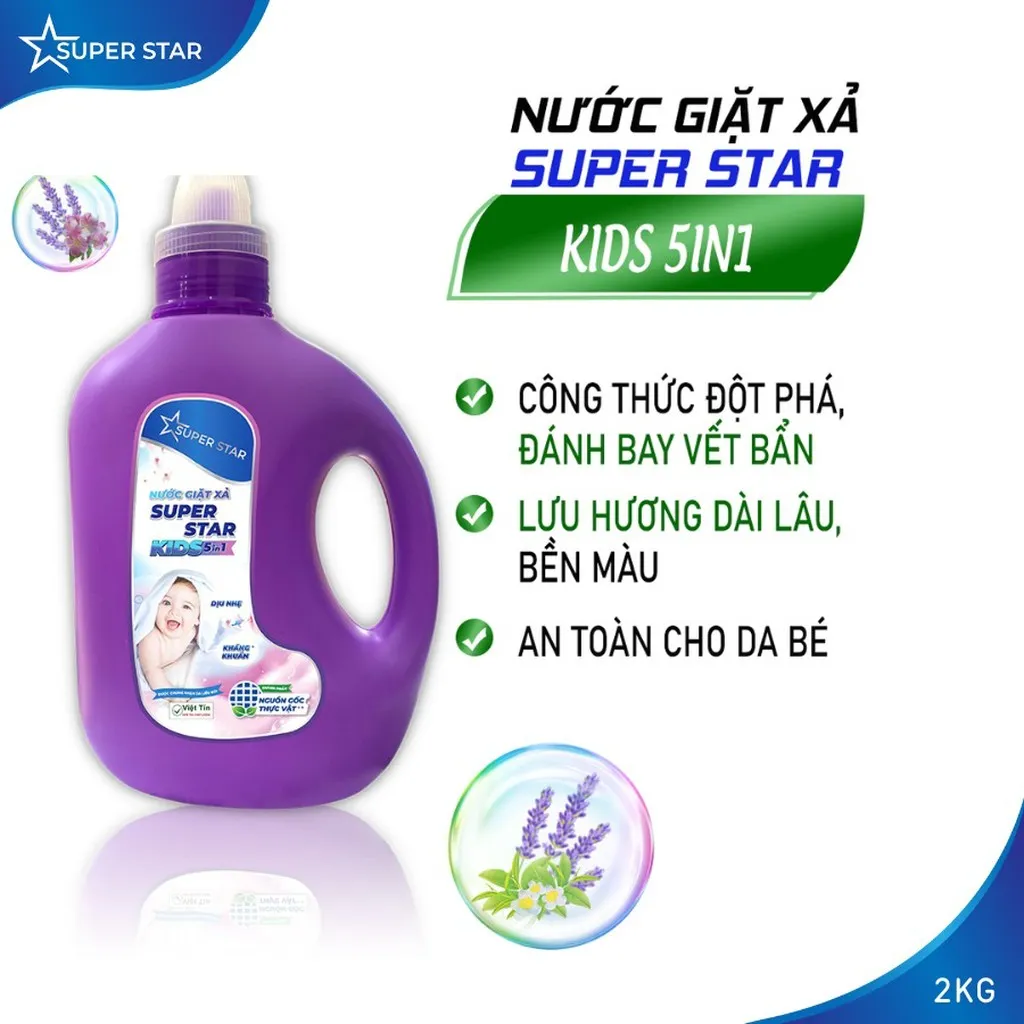 Nước Giặt Xả Kids 5in1 2kg - Super Star