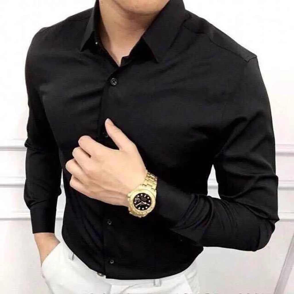 Alternative view of Áo Sơ Mi Nam Dáng Hàn Cúc Hở Chất Vải Chéo Cao Cấp - Men's Style