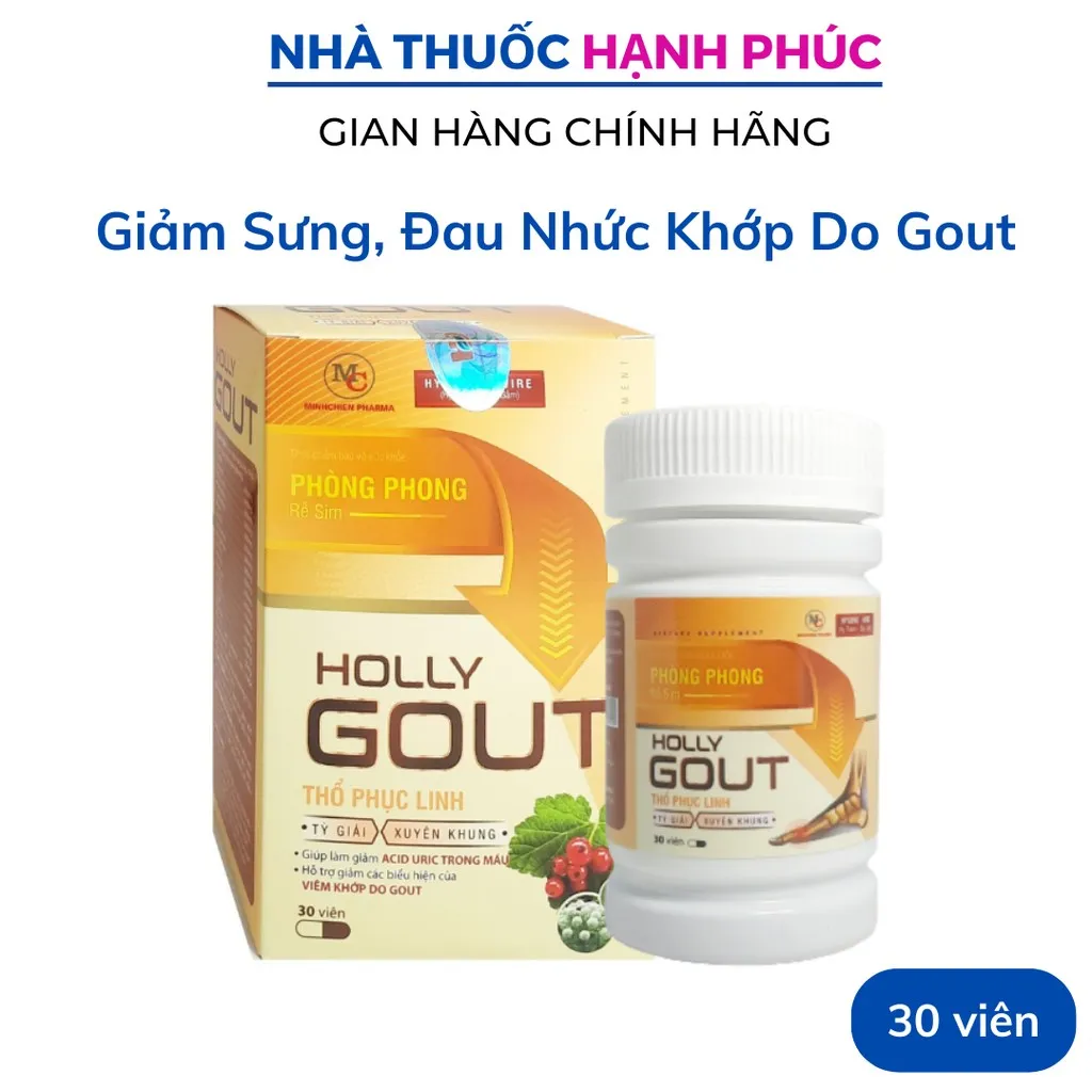 Viên Uống Holly Gout Giúp Giảm Sưng, Đau Nhức Khớp Ngón Chân, Bàn Chân Do Gout - Dolexphar