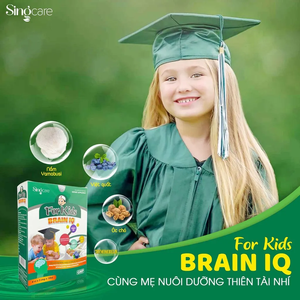 Ống Uống For Kids Brain Iq Bổ Sung Taurine,choline, Vitamin B6 Hổ Trợ Phát Triển Trí Não 20 Ống- Singcare