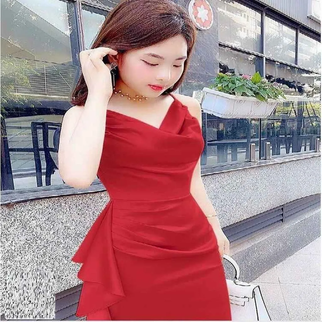 Alternative view of Đầm Hai Dây Cổ Đổ Xếp Ly Quyến Rũ Tf8qbdc - Tosatan