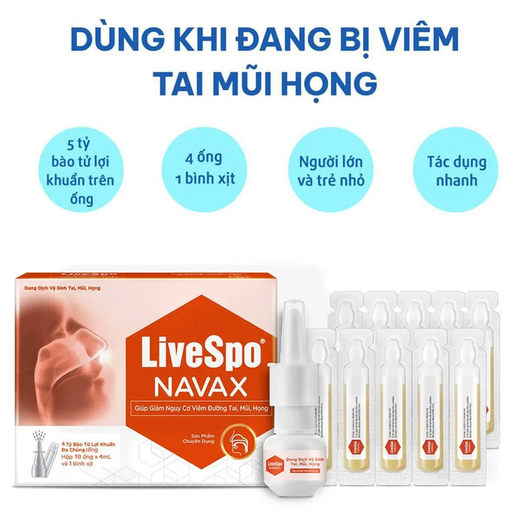 Alternative view of Xịt Mũi Giảm Viêm Mũi Họng Livespo Navax Chuyên Dụng Hộp 10 Ống - Livespo Pharma