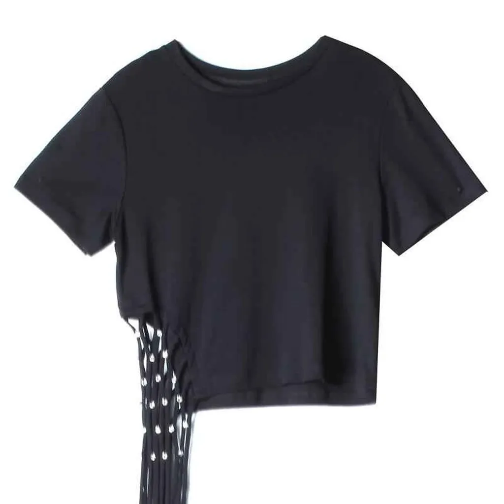 Alternative view of Áo Thun Croptop Tassel Đính Hạt - Mushroom Lee