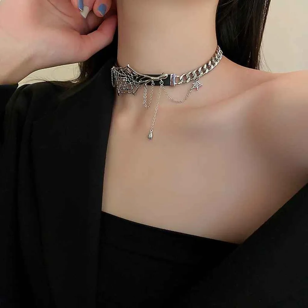 Alternative view of Vòng Cổ Choker Da Spider Web Rock - Mushroom Lee