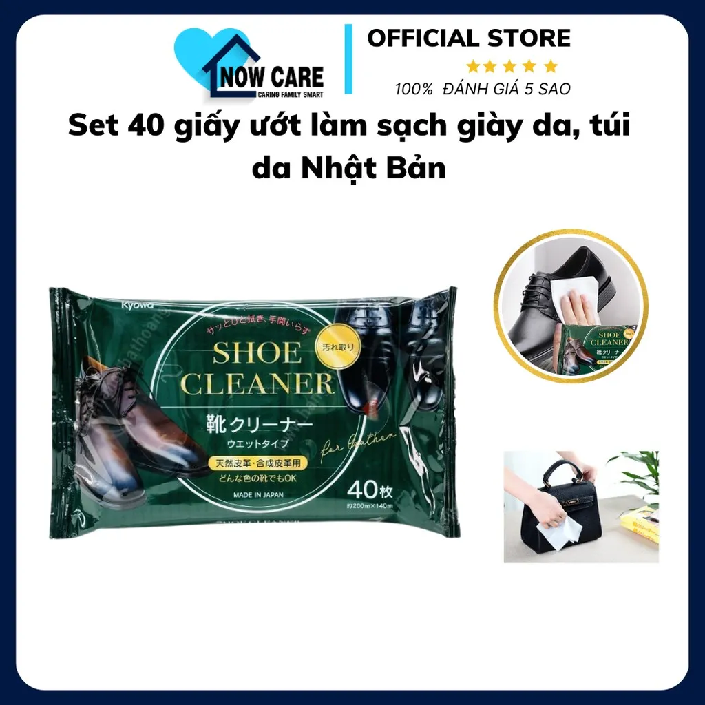 Set 40 Giấy Ướt Làm Sạch Giày Da, Túi Da - Kyowa