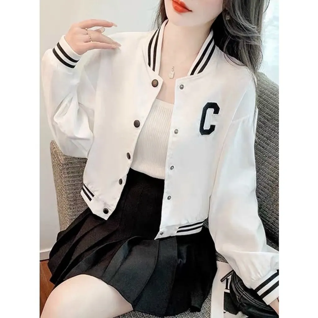 Alternative view of Áo Khoác Dù Croptop Basic Nữ Phong Cách Hàn Quốc, Trẻ Trung Hiện Đại - Htm Fashion