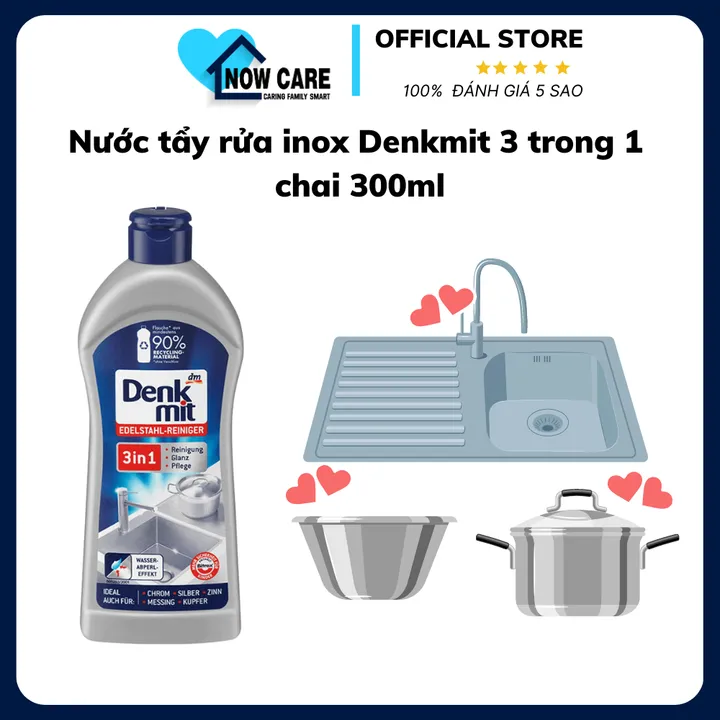 Nước Tẩy Rửa Inox 3 Trong 1 Chai 300ml - Denkmit