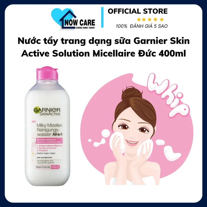 Nước Tẩy Trang Dạng Sữa Skin Active Solution Micellaire Đức 400ml - Garnier