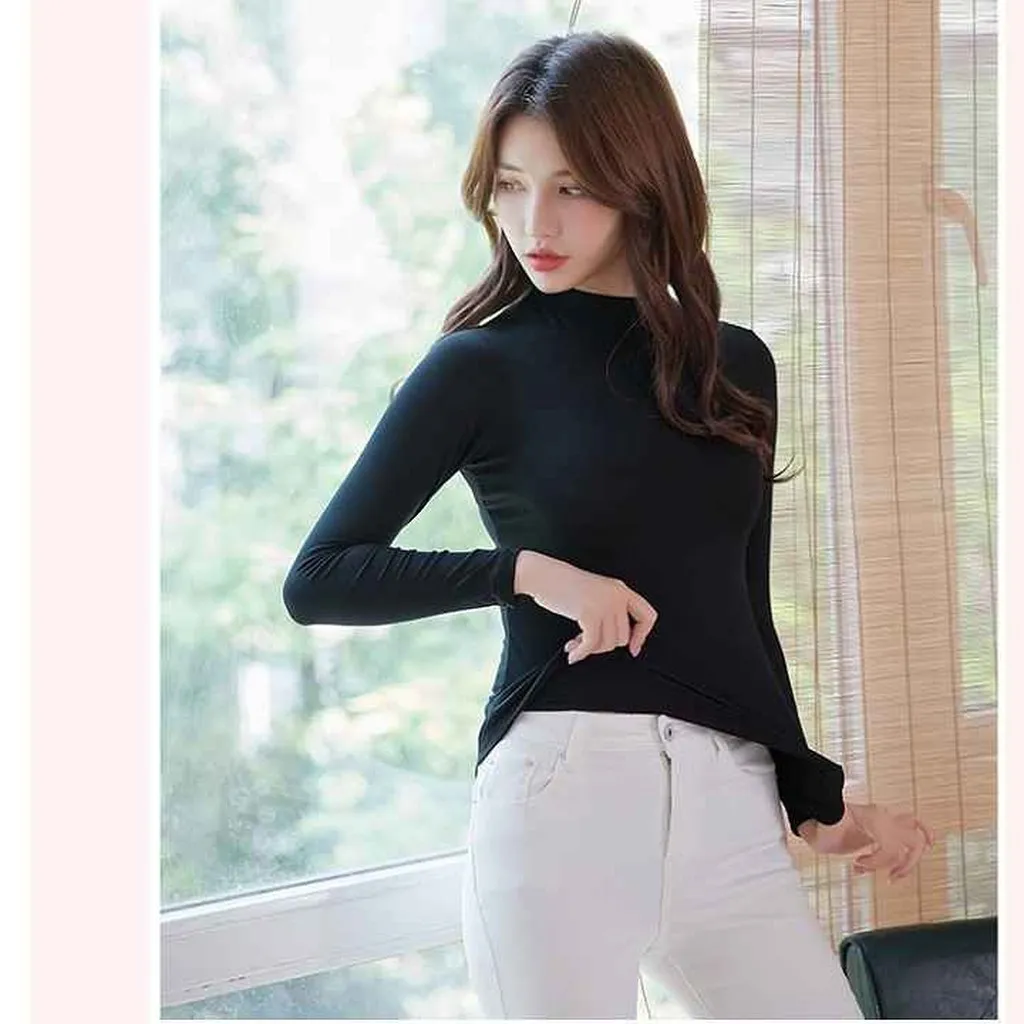 Alternative view of Áo Giữ Nhiệt Nữ Dài Tay Cổ Cao 3cm Giữ Ấm Cơ Thể - Diepchi Fashion