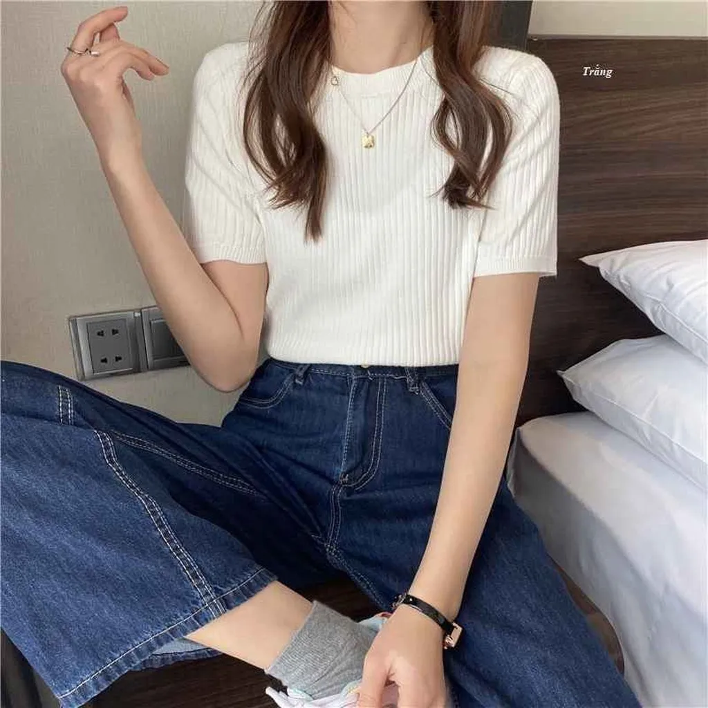 Alternative view of Áo Len Cộc Tay Cổ Tròn Chất Len Đũa Dày Mịn - Diepchi Fashion