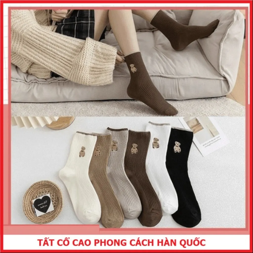 Alternative view of Combo 5 Đôi Tất Người Lớn Cổ Cao Thời Trang Hàn Quốc Ctb04 - Bechip