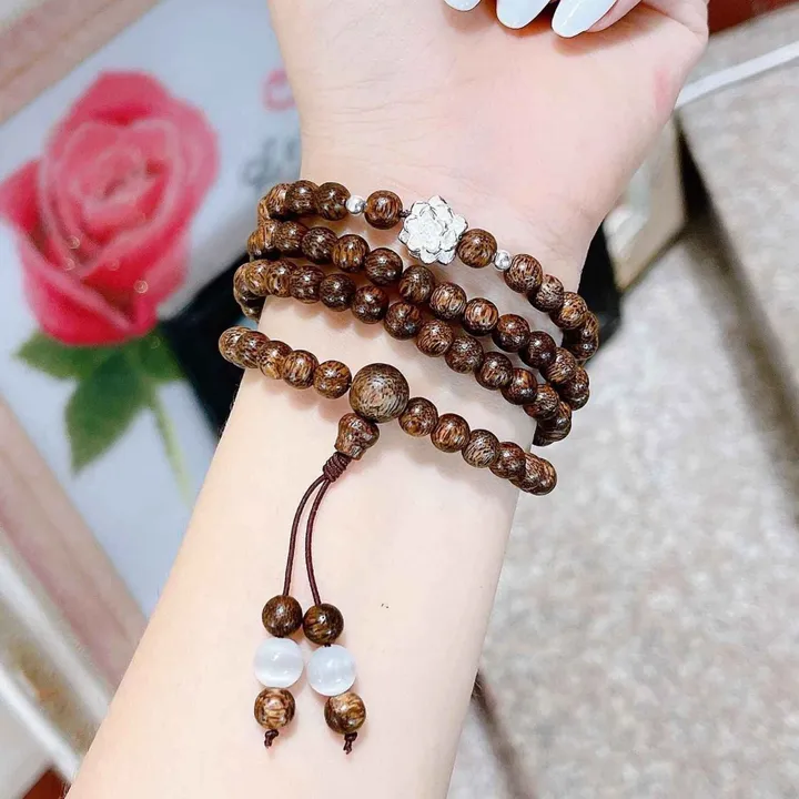 Vòng Tay Trầm Hương Tốc Phối Sen Bạc Ta Chuẩn - Thắng Giang