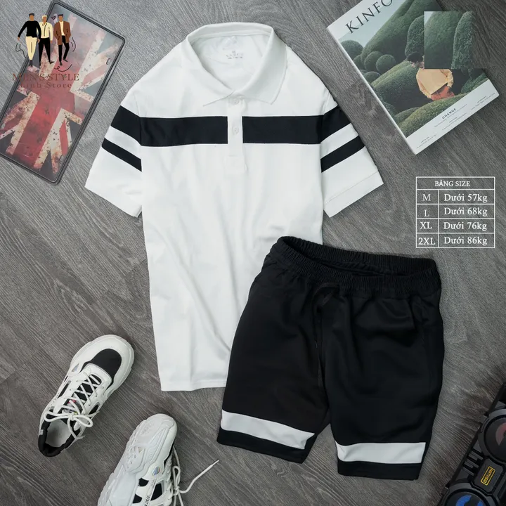 Alternative view of Bộ Thể Thao Cộc Tay Nam Polo Phối Màu Sọc Ngang – Men’s Style