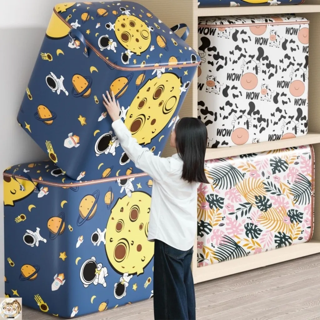 Túi Vải Đựng Quần Áo, Chăn Màn, Nắp Khóa Kéo Cỡ Lớn Gấp Gọn 140l - Su