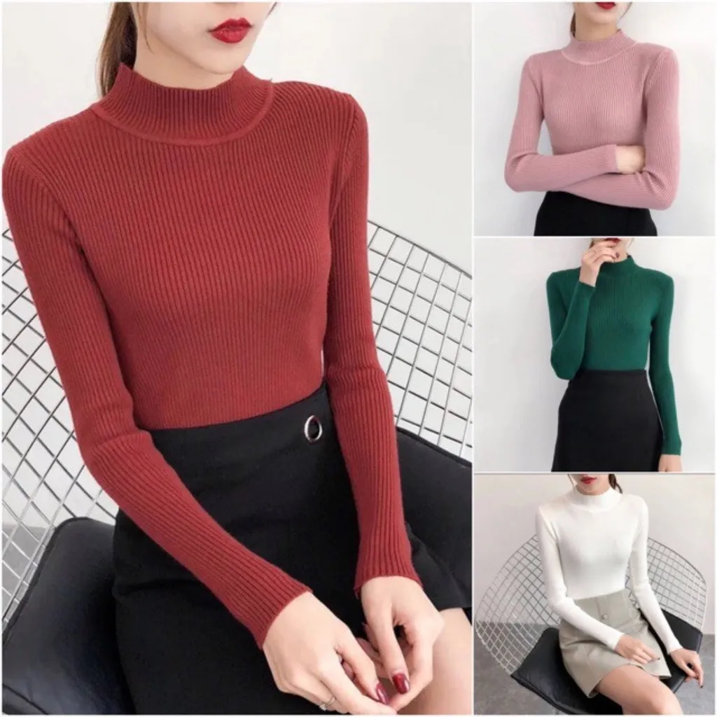 Alternative view of Áo Len Cổ 3p Hàng Qc Siêu Xinh. Áo Len Tăm Cổ 3p Ôm Body Mềm Mại Ấm Áp Cho Bạn Nữ - Dmastore