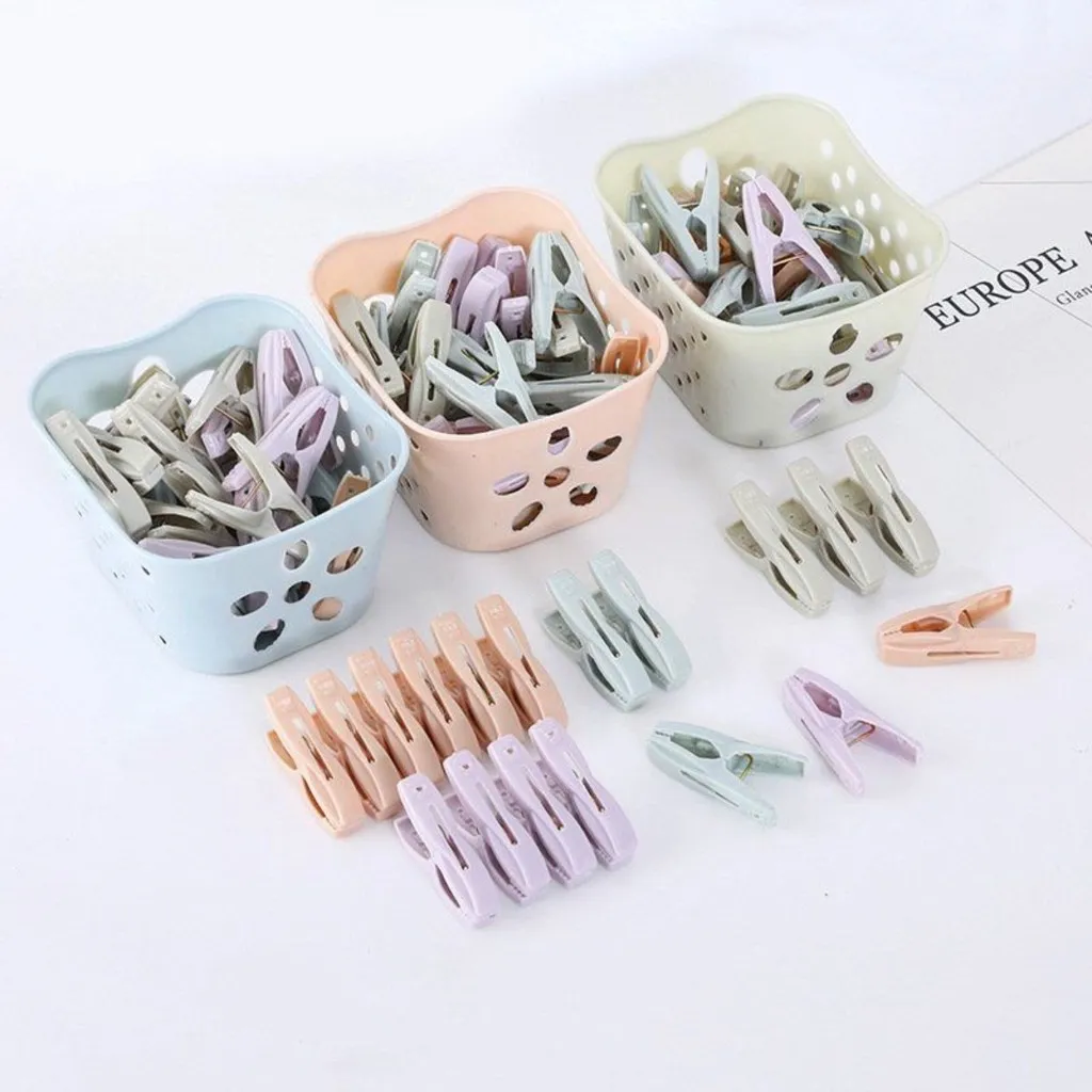 Set 30 Kẹp Phơi Quần Áo Bằng Nhựa Kèm Giỏ Đựng - Su
