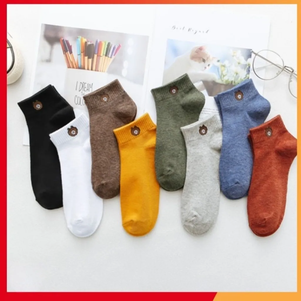 Alternative view of Set 10 Đôi Tất Gấu Vớ Nữ Cổ Ngắn Chất Cotton Hình Gấu Brown Kèm Túi Gấu - Su