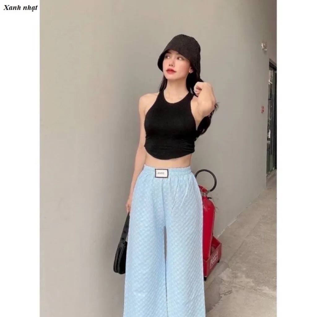 Alternative view of Quần Dài Nữ Chất Xốp Nhẹ Với Họa Tiết Dập Ô Caro Siêu Xinh - Chipxinhxk