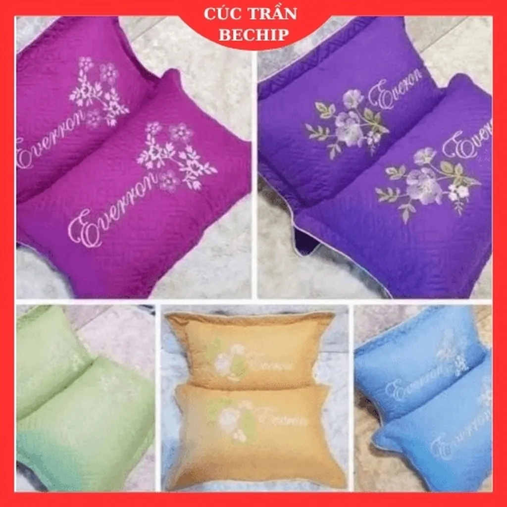 [ Cặp 2 Cái ] Vỏ Gối Trần Bông Có Khóa Kéo Thêu Hoa Ctb24 - Bechip