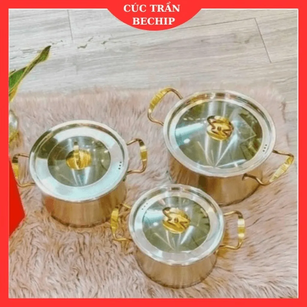 Bộ 3 Nồi Châu Âu Inox Cao Cấp 3 Đáy Misu, Camel Ctb35 - Bechip