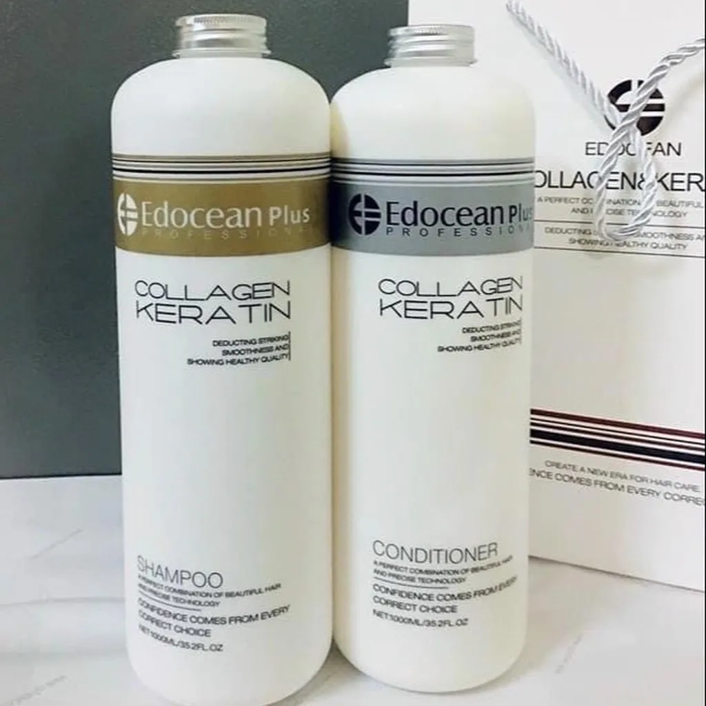 Cặp Gội Xả Keratin Kiềm Dầu Siêu Phục Hồi Mềm Mượt Chống Rụng Tóc - Edocean