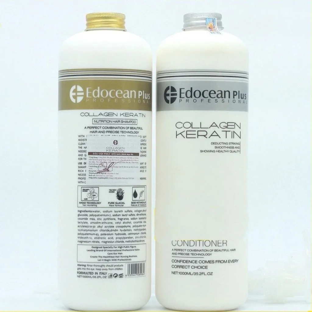 Alternative view of Cặp Gội Xả Keratin Kiềm Dầu Siêu Phục Hồi Mềm Mượt Chống Rụng Tóc - Edocean