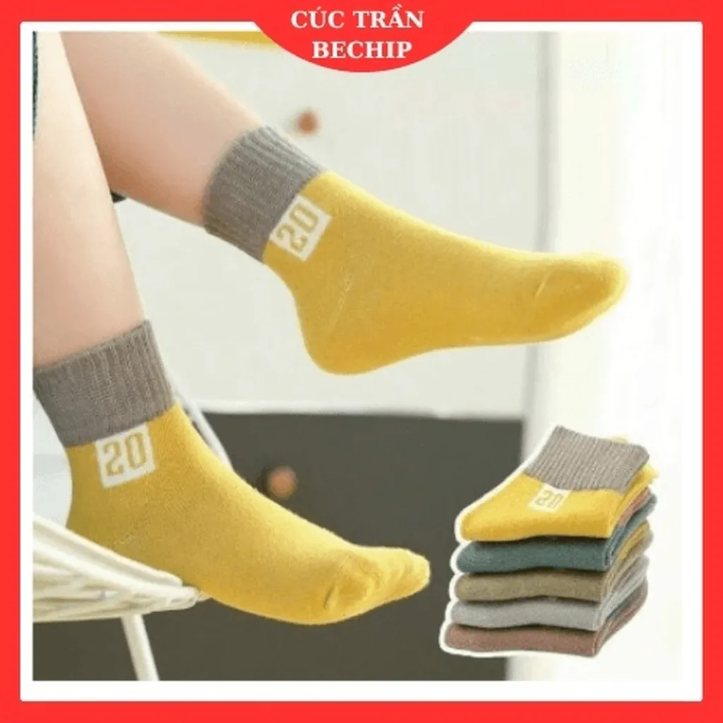 Combo 5 Đôi Tất Cổ Cao Cho Trẻ Em Hàng Loại 1 Dày Mịn Ctb41- Bechip