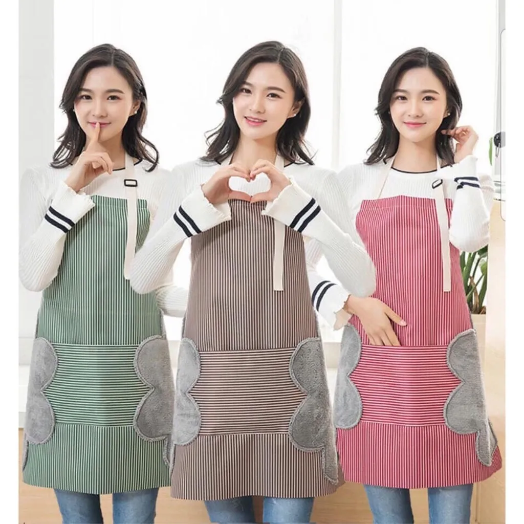 Tạp Dề Yếm Có Túi Hàn Quốc Chất Liệu Cao Cấp, Tạp Dề Nhà Bếp 2 Trong 1 Chống Thấm Nước, Có Thể Lau Tay Trực Tiếp - Dmastore