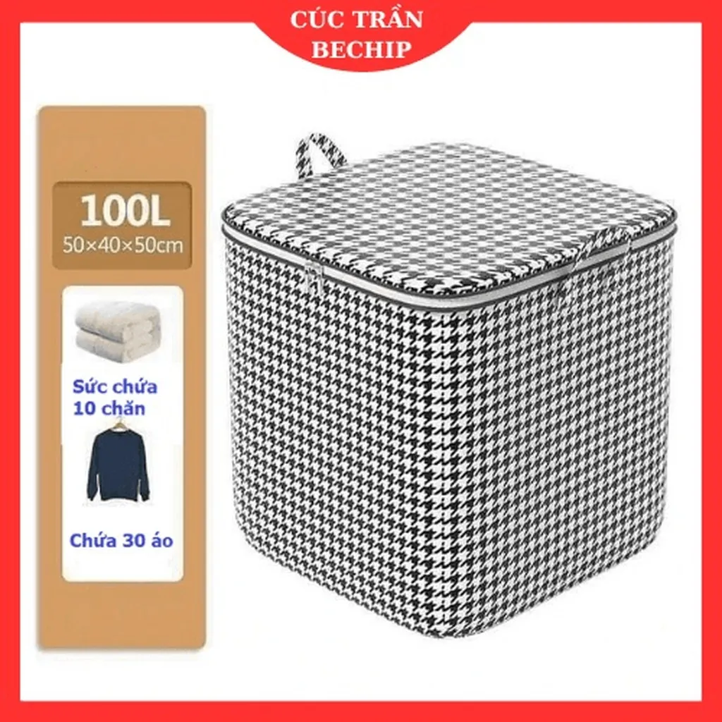 Túi Đựng Chăn Màn, Quần Áo 100l Có Dây Kéo Tiện Lợi Ctb28 - Bechip