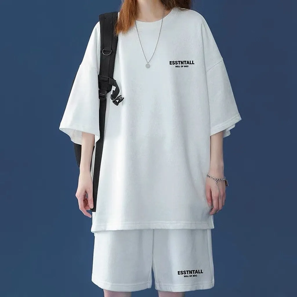 Sét Bộ Đồ Thun Thể Thao Nam Nữ Thêu Chữ Ess Có Túi Khóa Kéo Form Unisex Siêu Đẹp - Htm Fashion