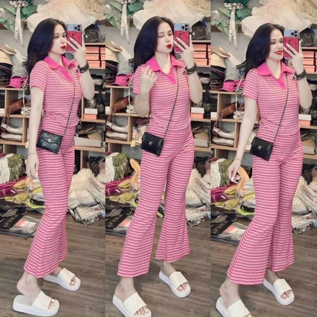 Alternative view of Set Bộ Thun Gân Tay Ngắn Quần Dài Loe - Be Yourself