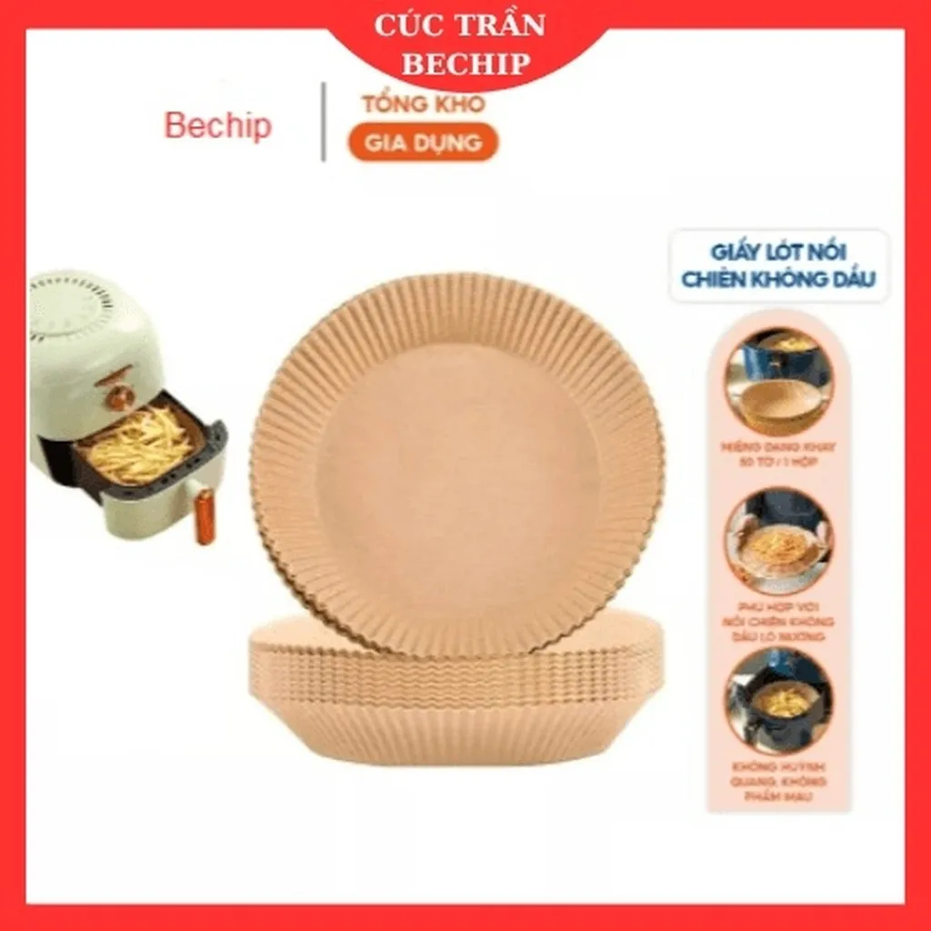 Set 50 Giấy Nến Lót Nồi Chiên Không Dầu Dạng Khay Tiện Lợi Ctb39- Bechip