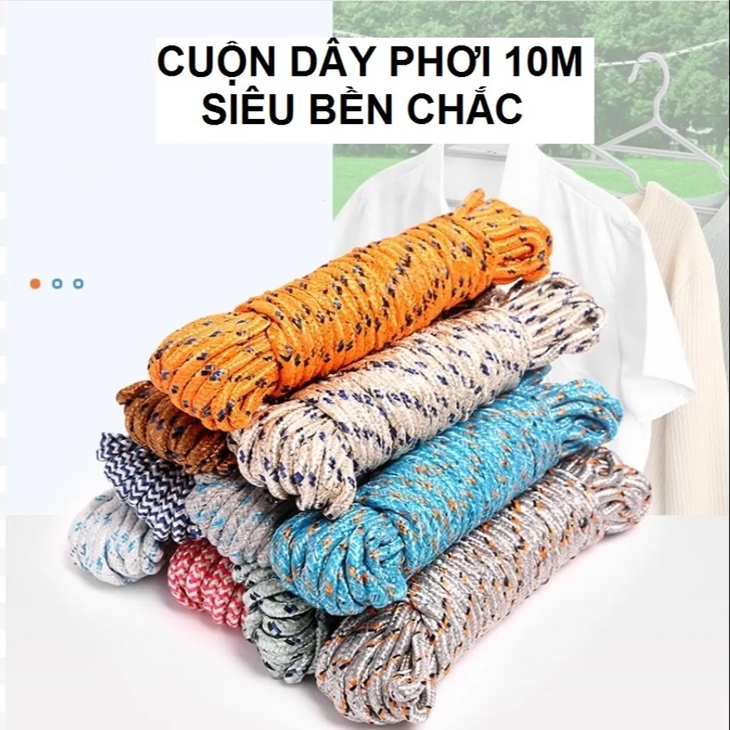 Cuộn Dây Phơi 10m Chống Trượt, Dây Dù Paracord Đa Năng Cực Bền Chắc, Chống Gió Hiệu Quả Phơi Đồ, Cắm Trại,.. Tiện Ích - Dmastore