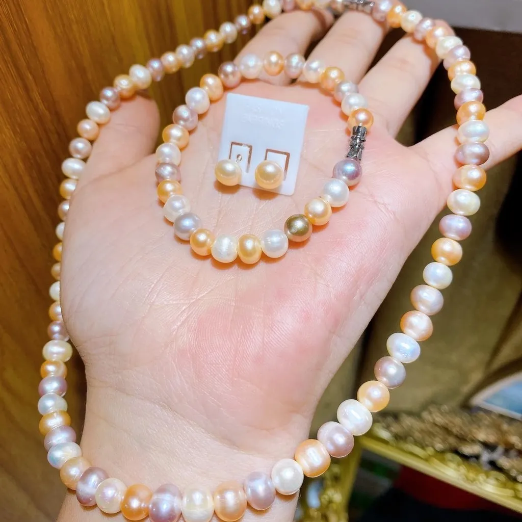 Bộ Trai Sức Ngọc Trai Nuôi Tứ Quý Thiên Nhiên , Tặng Kèm Hộp Đựng Sang Trọng - Thắng Giang