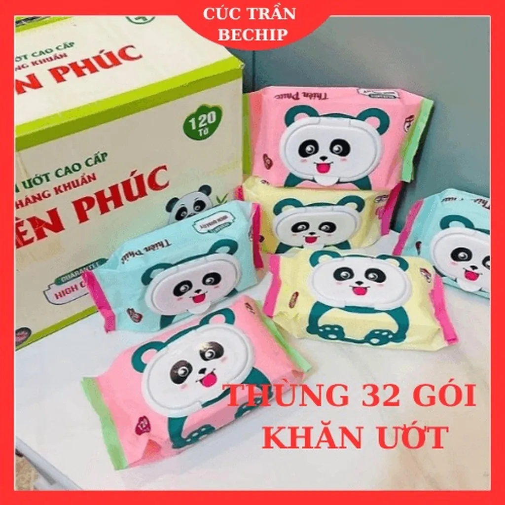 [thùng - 32 Gói] Khăn Giấy Ướt Thiên Phúc Không Mùi, Kháng Khuẩn, Siêu Dai, Siêu Mềm Ctb46 - Bechip