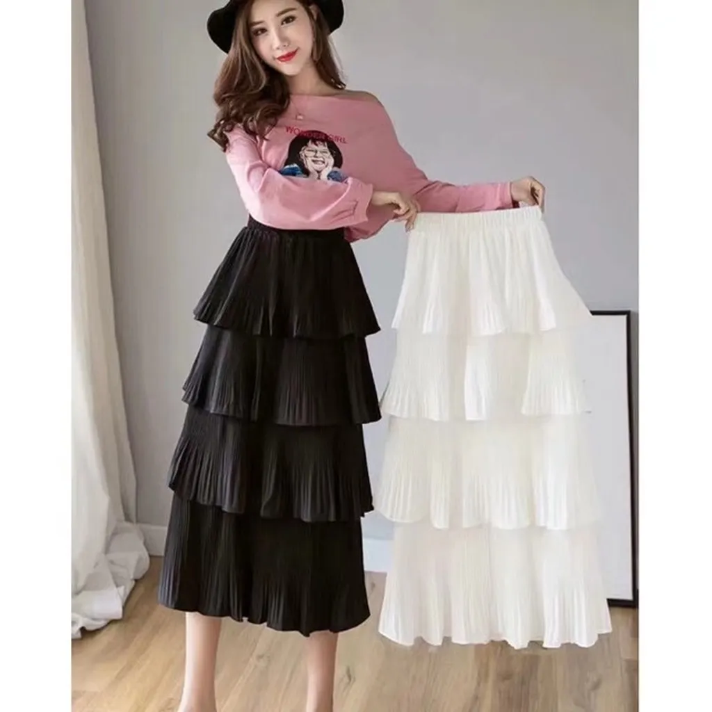 Chân Váy Xòe 4 Tầng Xếp Ly Thời Trang, Chân Váy Dài Xếp Ly Tiểu Thư Phong Cách Hàn Quốc Dễ Thương - Dmastore