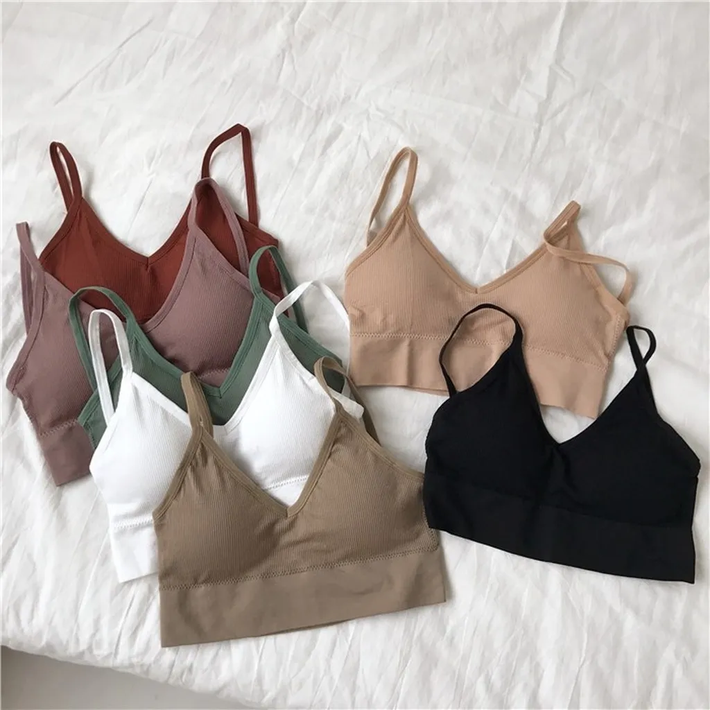 Alternative view of Áo Bra Gân Khoét Chữ U Xẻ Ngực Sâu, Áo Bra Hai Dây Dáng Croptop Có Đệm Nâng Ngực Phong Cách Thời Thượng Sang Chảnh - Dmastore