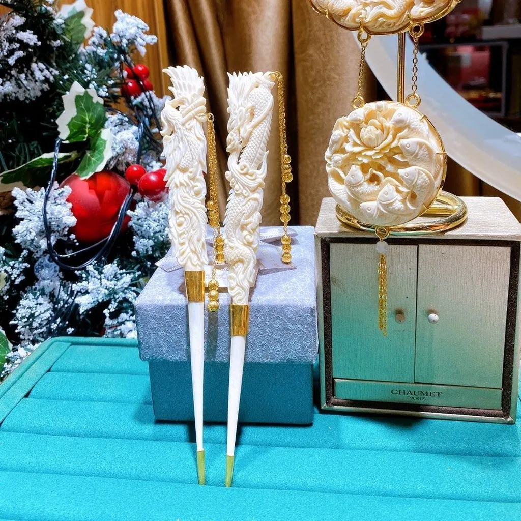 Bộ Trâm Xương Mỹ Nghệ Thật Bọc Bạc Ta Xi Vàng 24 Kara - Thắng Giang