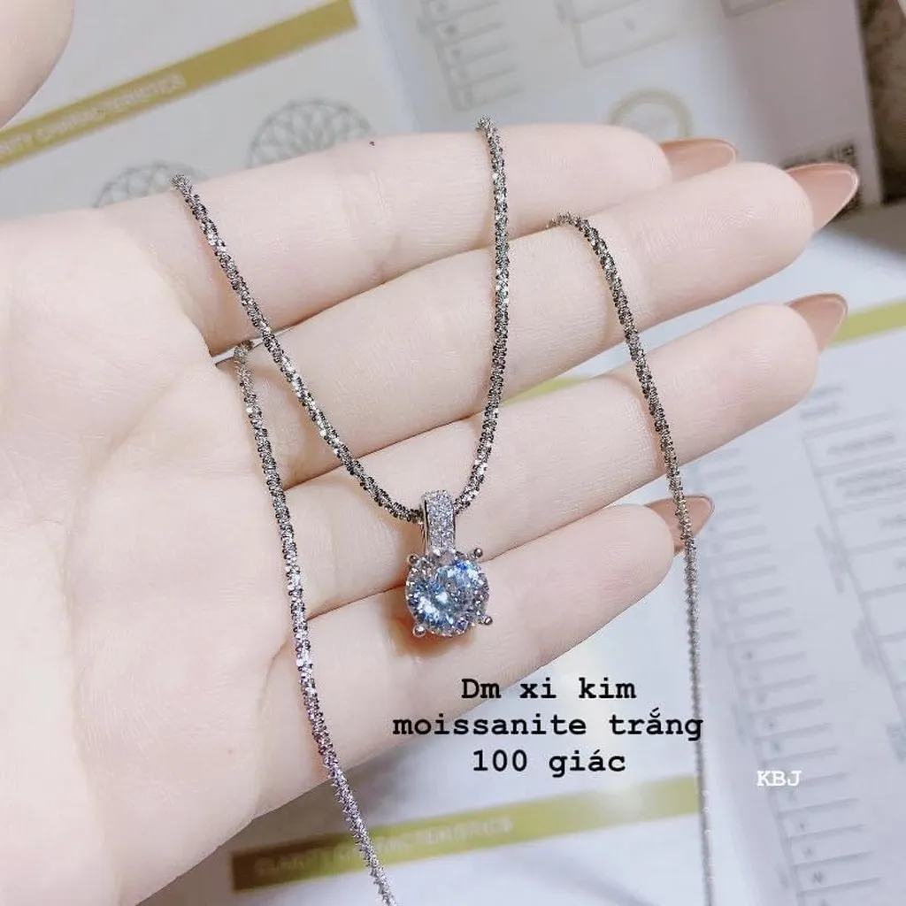 Alternative view of Dây Chuyền Bạc Ý Xi Bạch Kim Đính Kim Cương Moissanite Tặng Kèm Kiểm Định Quốc Tế - Thắng Giang