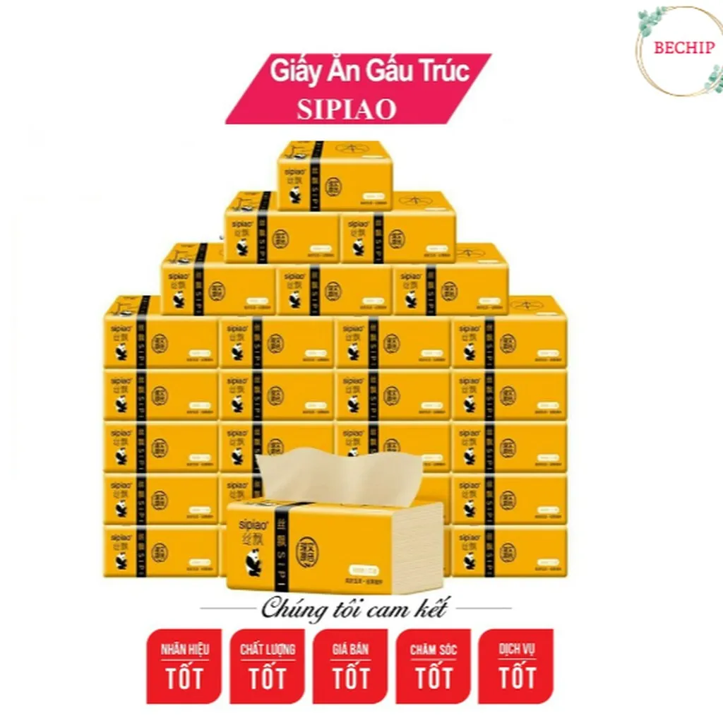 Bịch 10 Gói Khăn Giấy Gấu Trúc Sipiao Ctb59 - Bechip